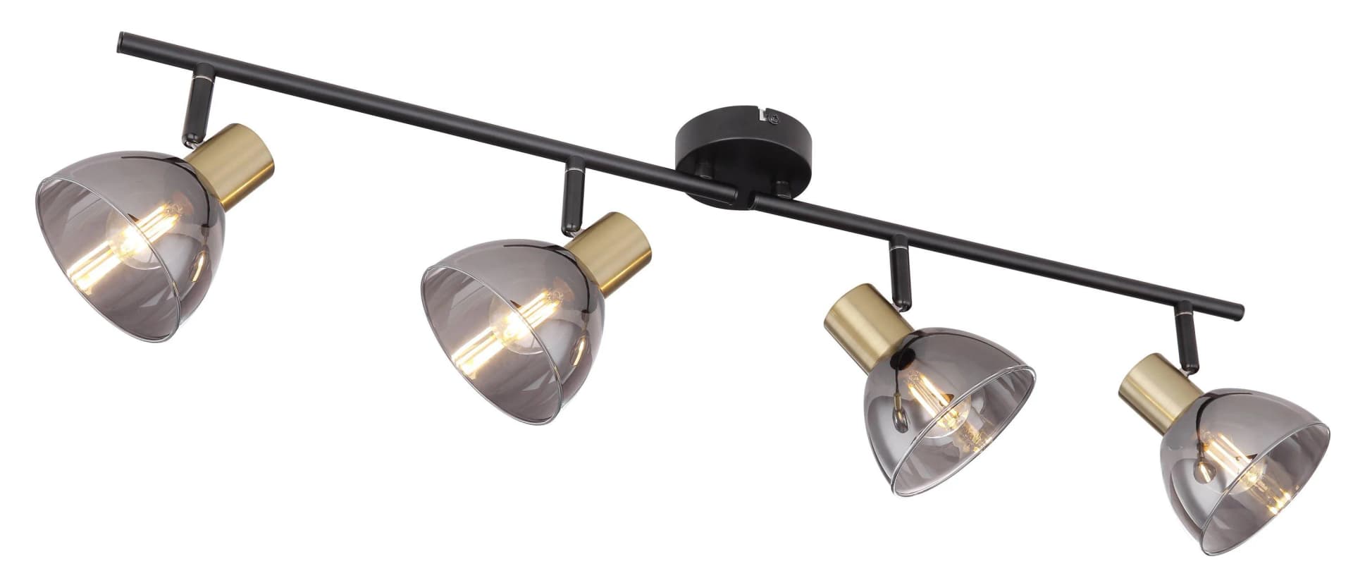 GLOBO Strahler JAY 4-flammig Deckenleuchte Schwarz/Glas/Messing