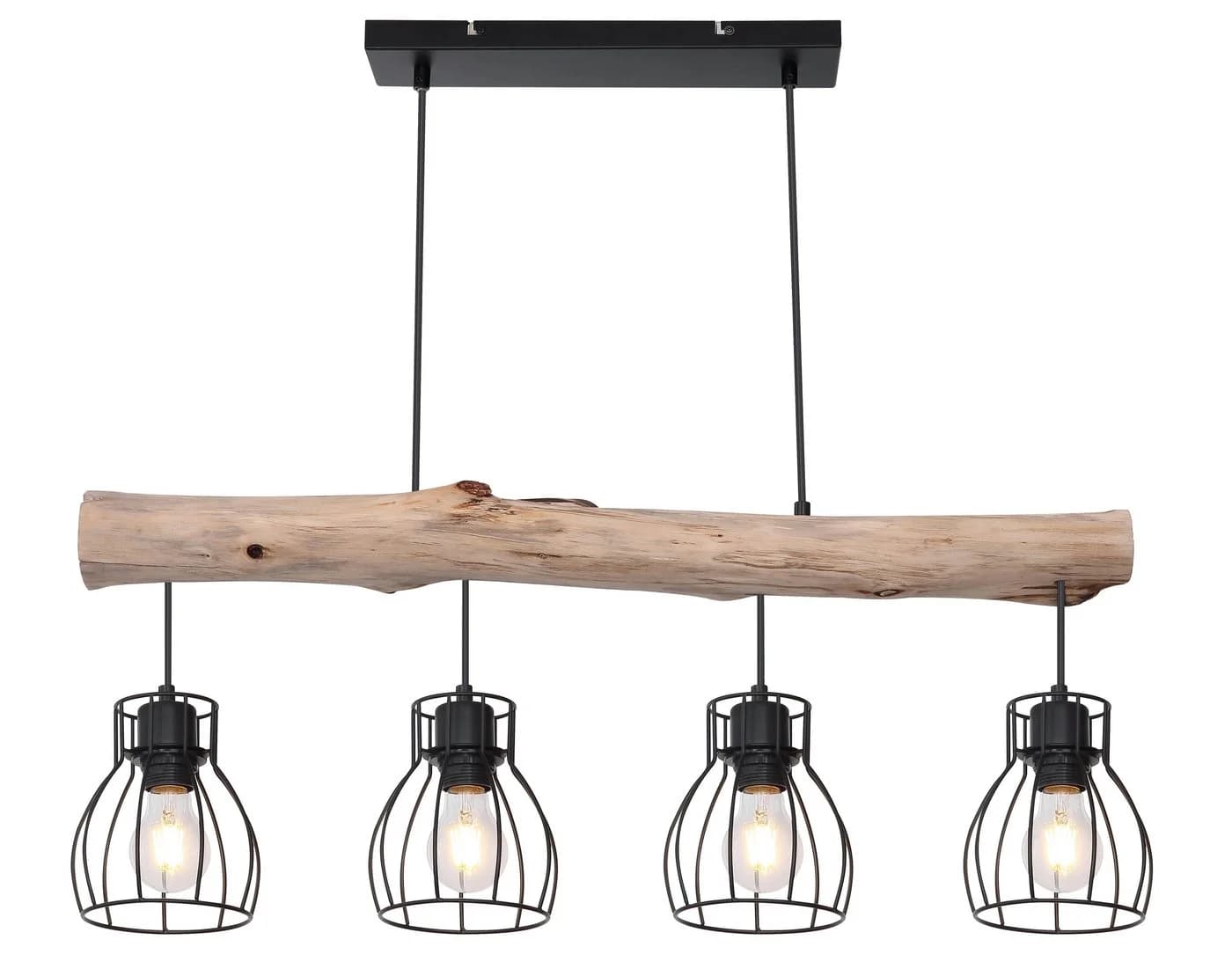 GLOBO LIGHTING Hängeleuchte MINA Schwarz/Natur Holz Metall