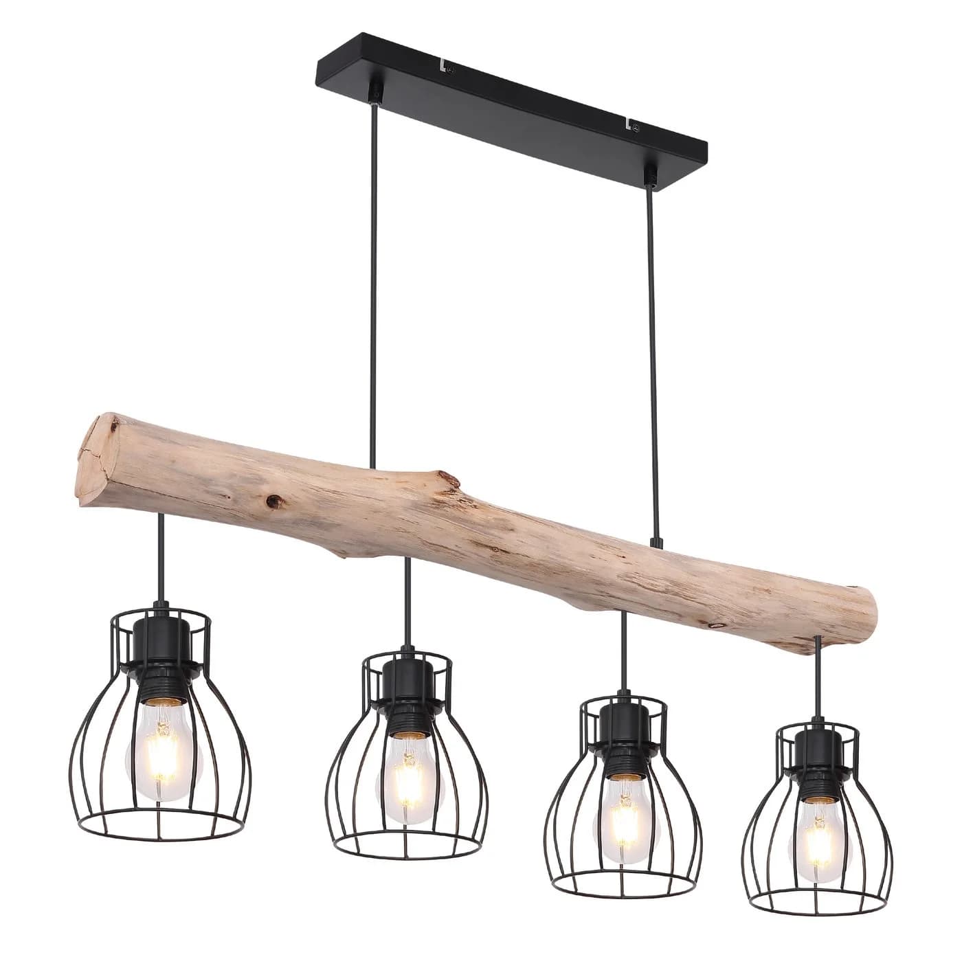GLOBO LIGHTING Hängeleuchte MINA Schwarz/Natur Holz Metall - Bild 3