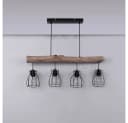 GLOBO LIGHTING Hängeleuchte MINA Schwarz/Natur Holz Metall Bild 5