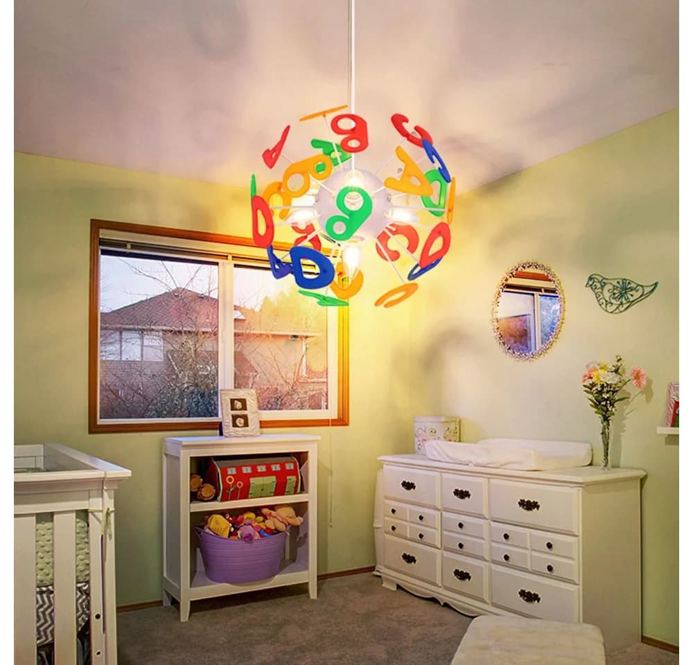 GLOBO LIGHTING Hängeleuchte Kinderzimmerlampe Buchstaben Bunt 4-Flammig