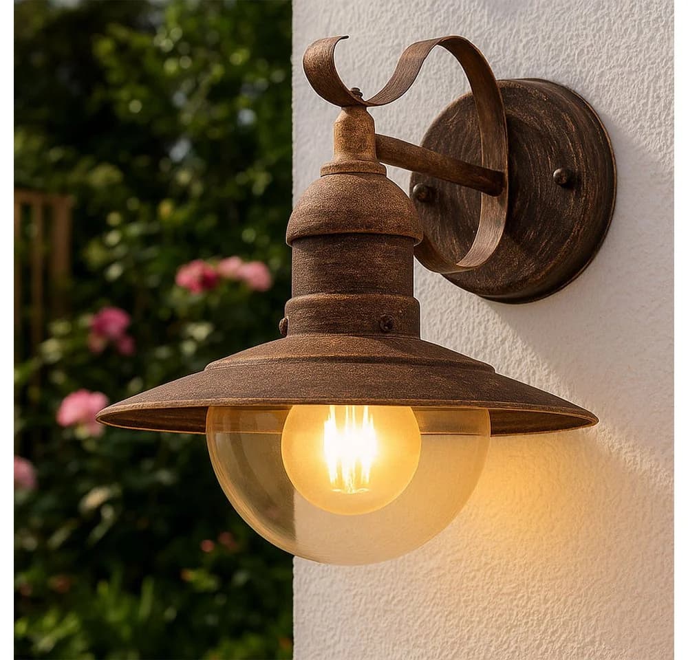 GLOBO LIGHTING Außen-Wandleuchte Retro Gold Patiniert E27