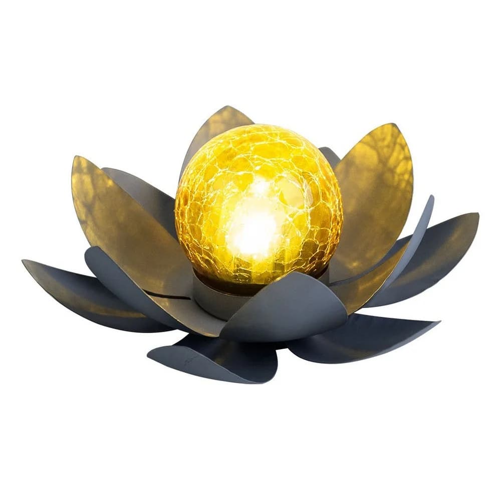 GLOBO LIGHTING LED Solarleuchte Lotusblume Grau Warmweiß - Bild 2