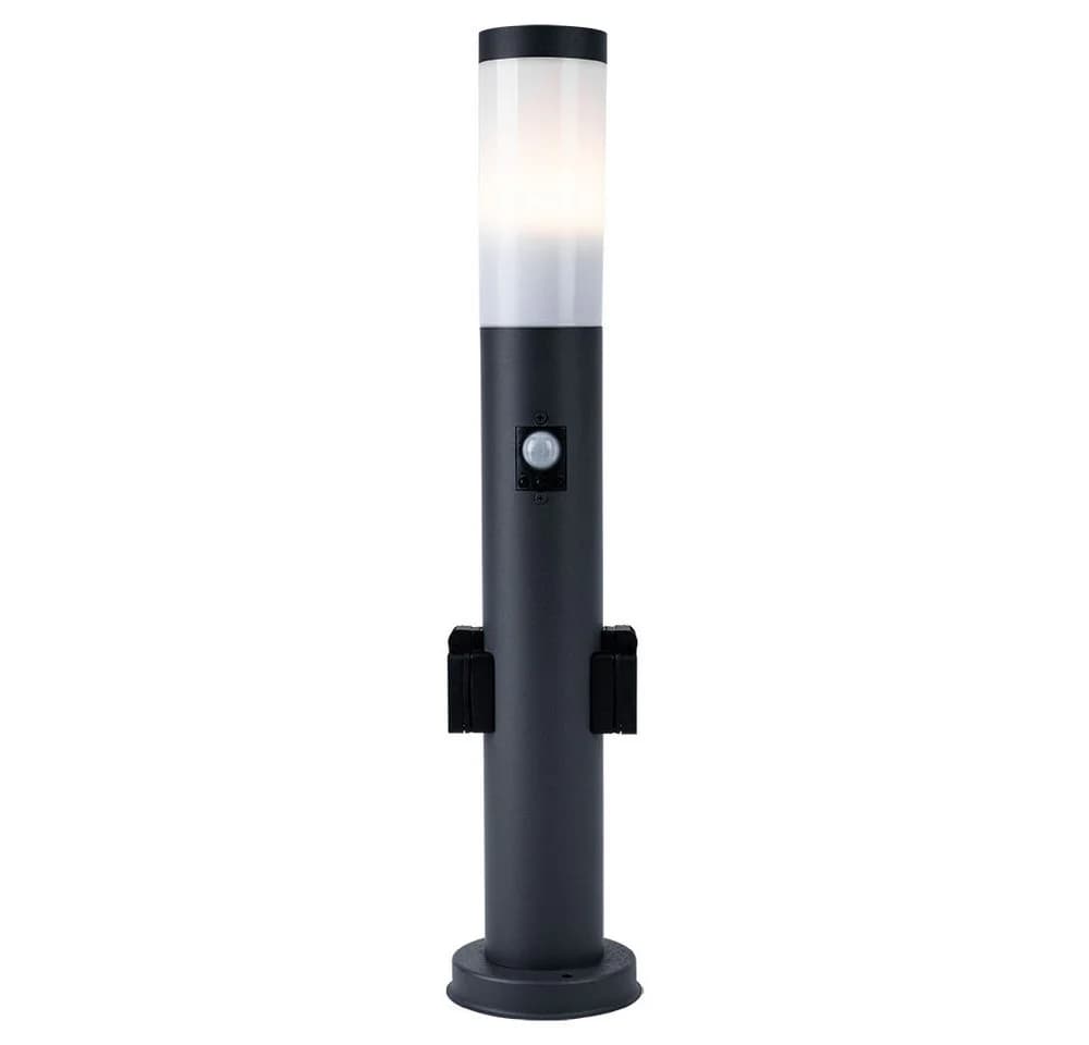 GLOBO LIGHTING Sockelleuchte Anthrazit mit Bewegungsmelder und Steckdosen - Bild 2