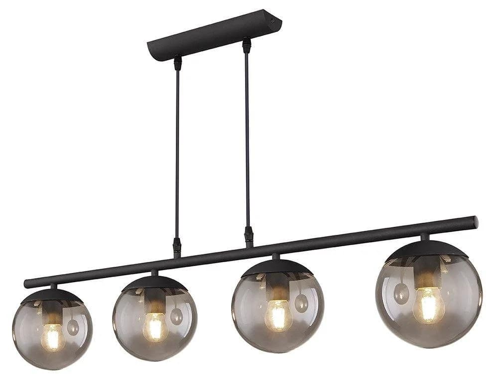 GLOBO Hängeleuchte BLAMA Glas Metall Textil Grau/Schwarz