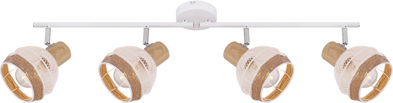 GLOBO LIGHTING Deckenstrahler WIDY Weiß Metall Hanfseil 4-fach