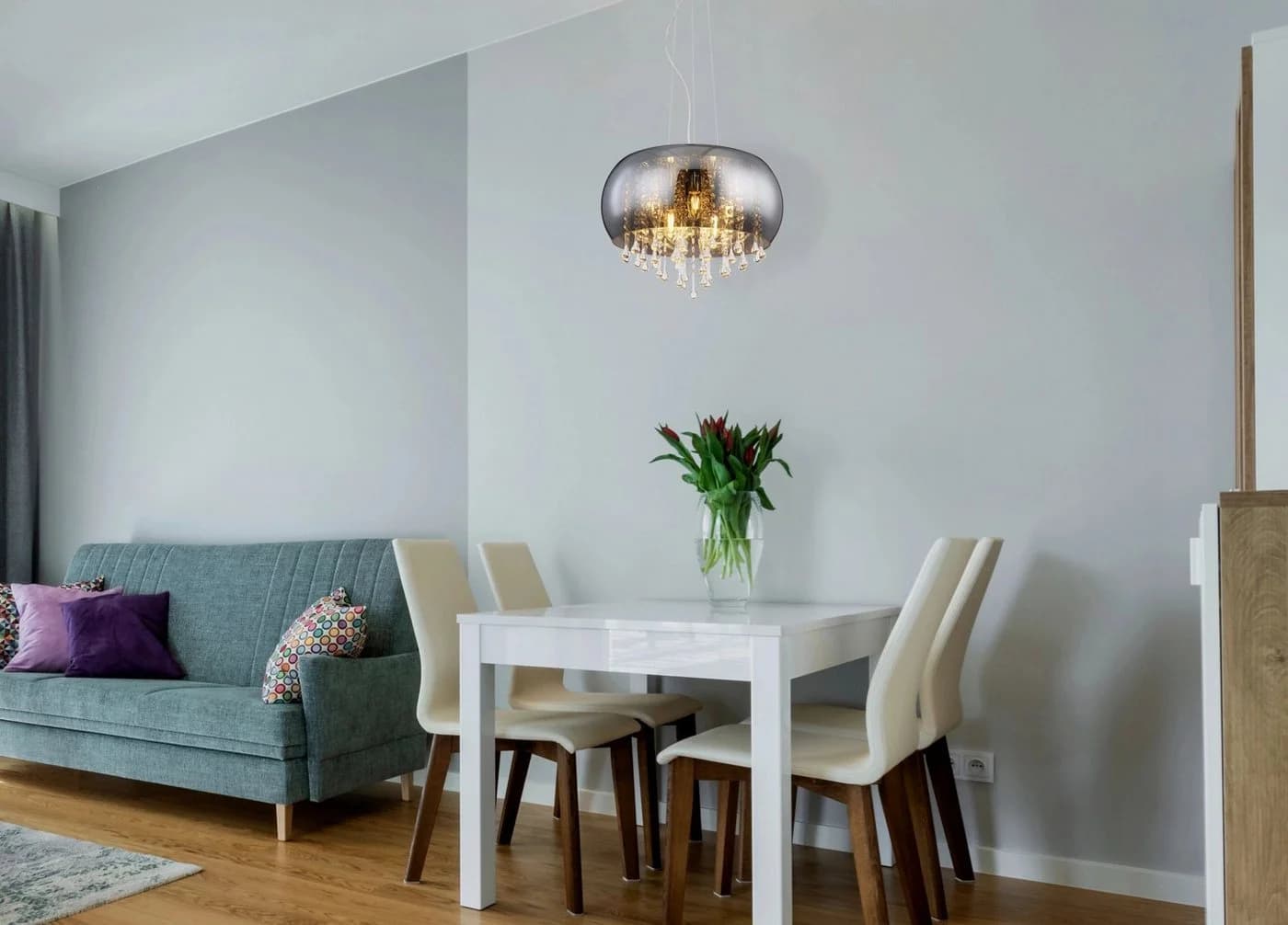 GLOBO LIGHTING Pendelleuchte KALLA Silber Chrom