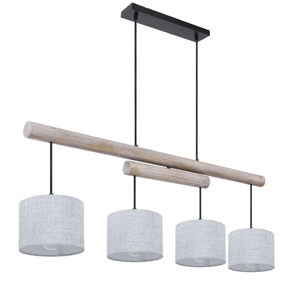 GLOBO LIGHTING Hängeleuchte Höhenverstellbar Holz Grau Schwarz