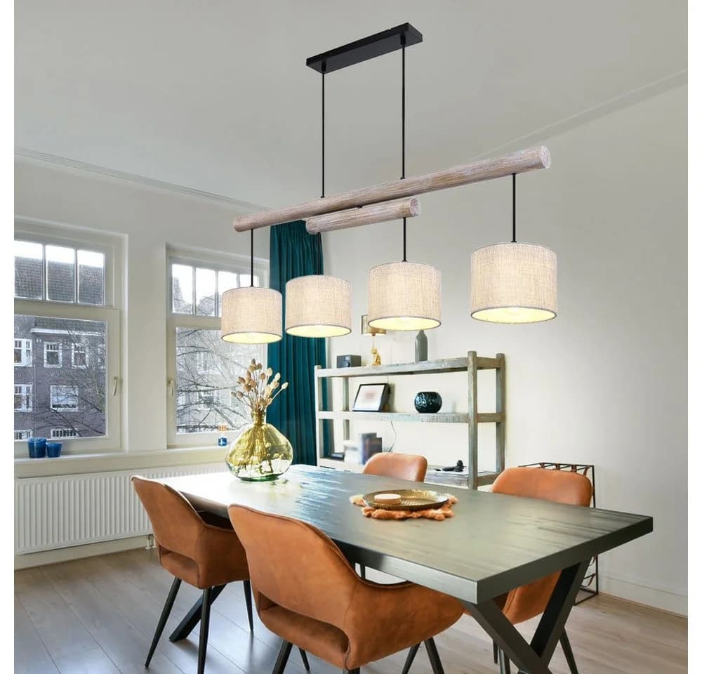 GLOBO LIGHTING Hängeleuchte Höhenverstellbar Holz Grau Schwarz - Bild 4