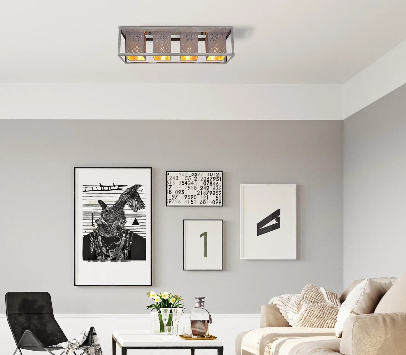 GLOBO LIGHTING Deckenleuchte Thomas Silberfarben 25 Watt