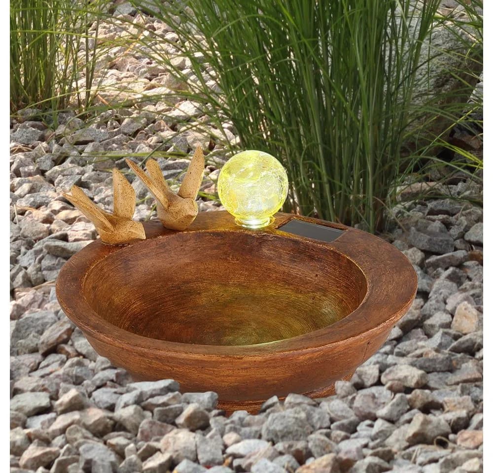 GLOBO LIGHTING Solarleuchte Outdoor braun mit Vogel-Design