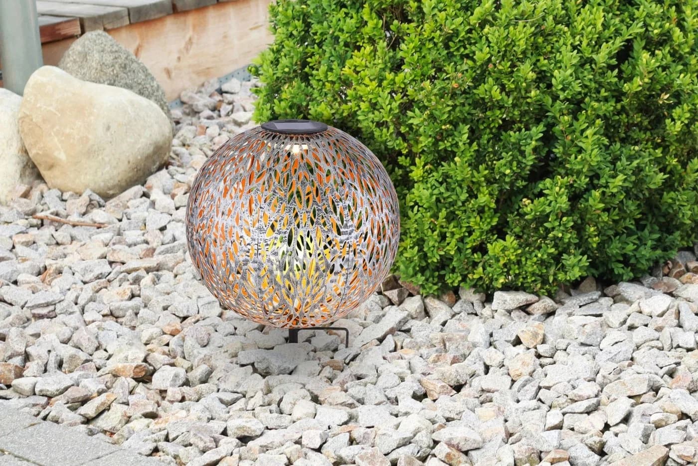 GLOBO LIGHTING Solarleuchte SOLAR LED Warmweiß Metallkugel mit Erdspieß