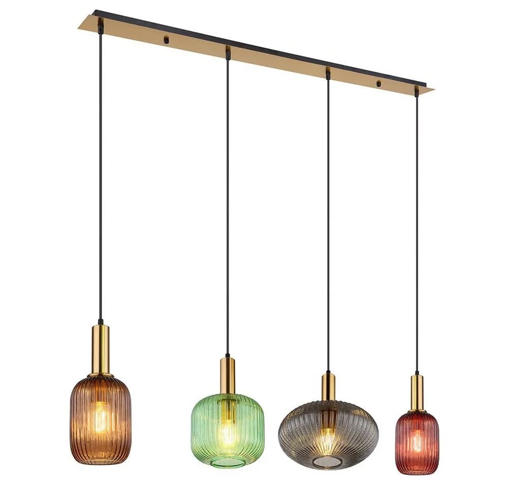GLOBO LIGHTING Hängeleuchte Bunt 4-flammig Glas Metall