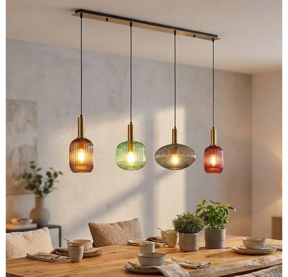 GLOBO LIGHTING Hängeleuchte Bunt 4-flammig Glas Metall - Bild 2