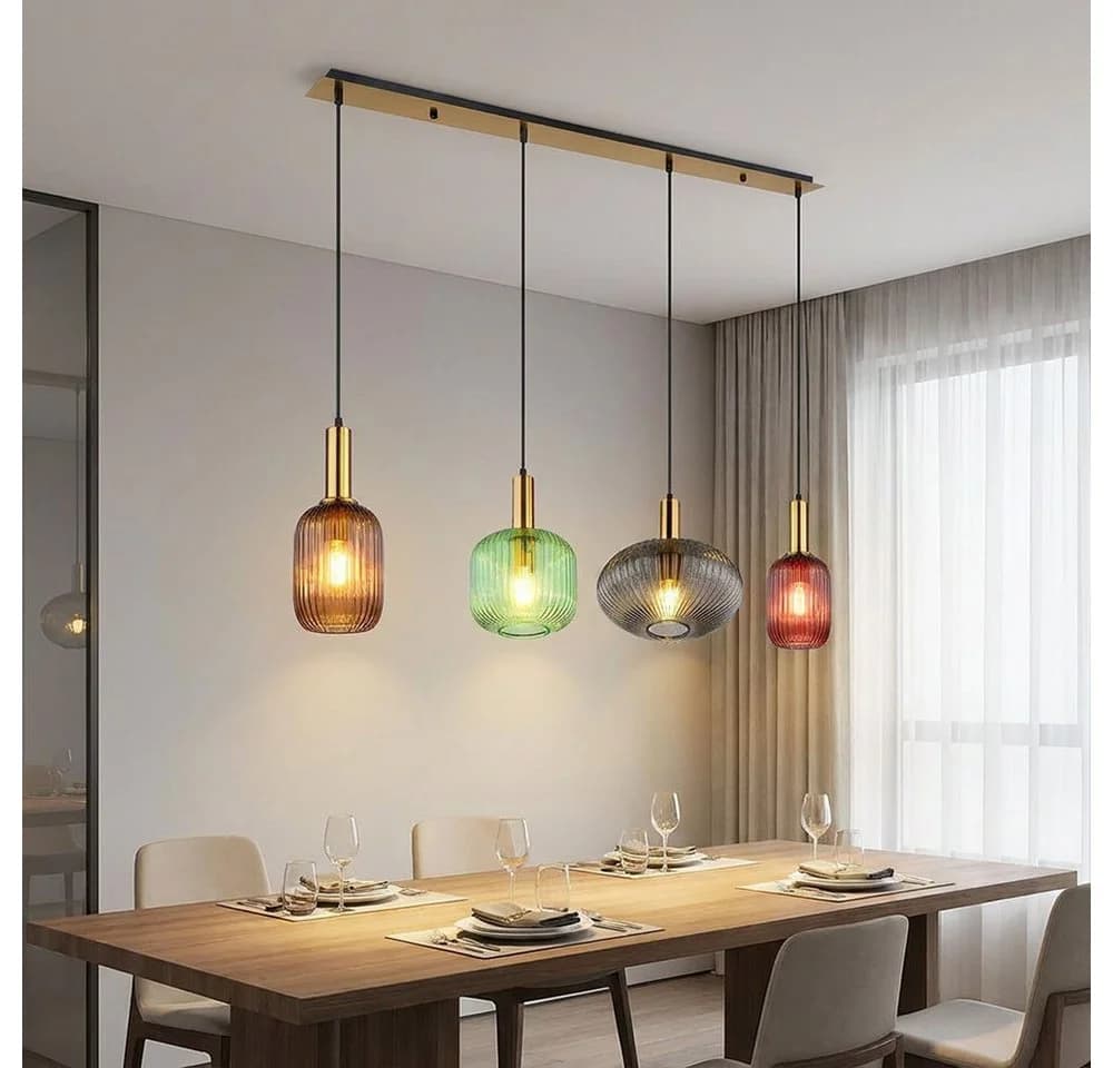 GLOBO LIGHTING Hängeleuchte Bunt 4-flammig Glas Metall - Bild 3