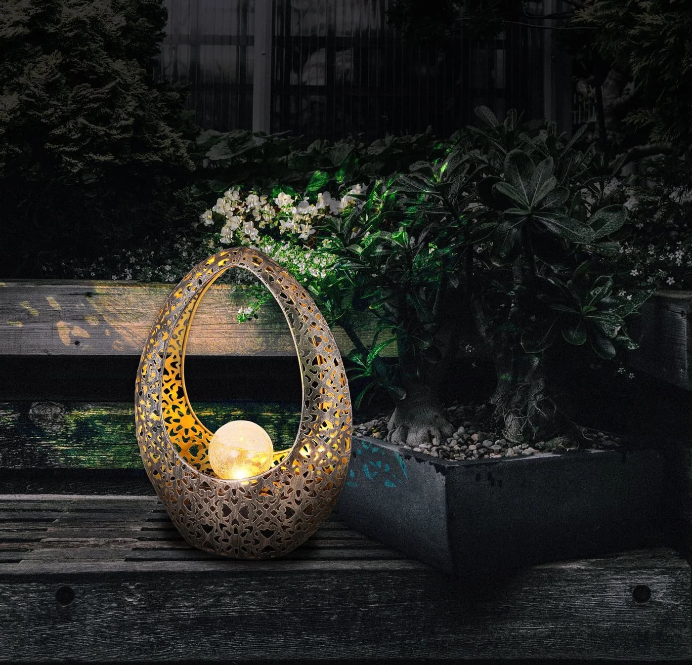 GLOBO LIGHTING Solarleuchte Metall Bronze 1x LED Warmweiß