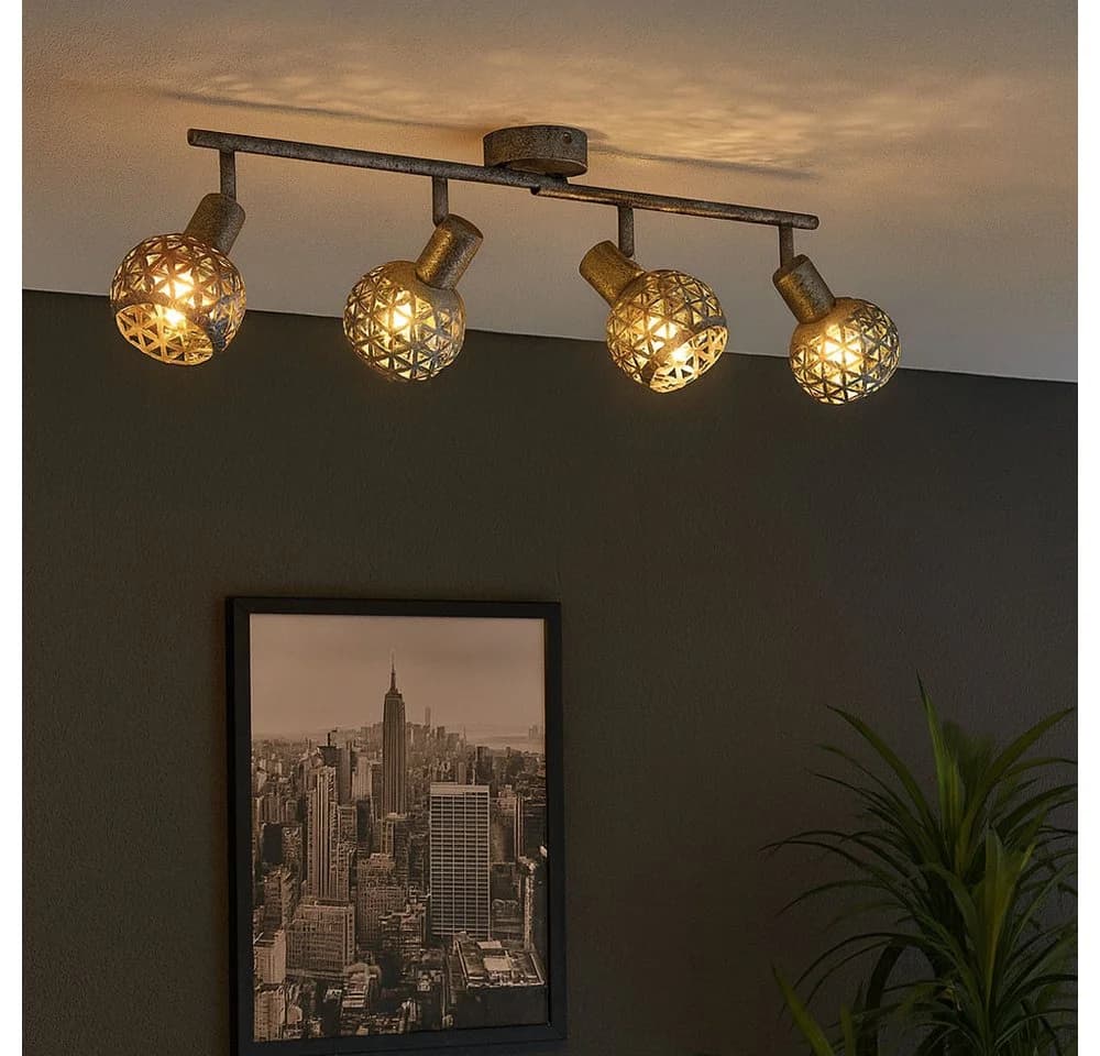 GLOBO LIGHTING Deckenspot Antik-Grau 4 Strahler E14 - Bild 3