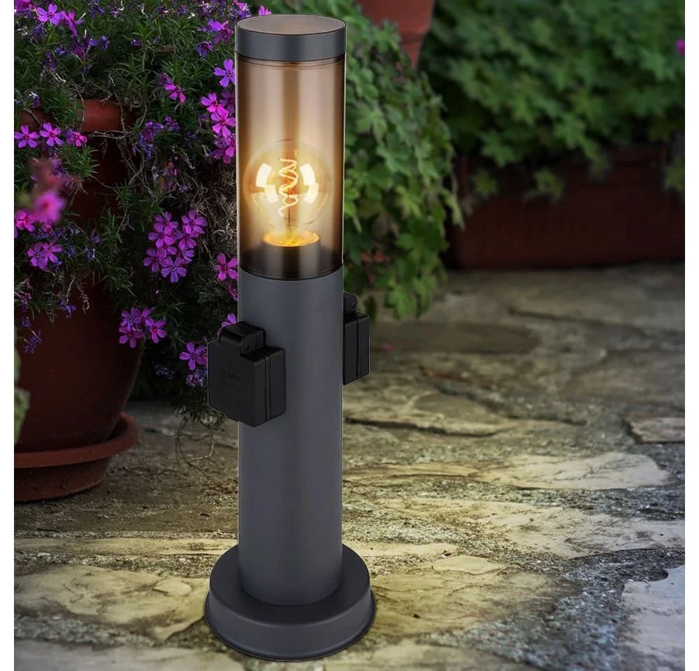 GLOBO LIGHTING Außen-Stehlampe Anthrazit Sockelleuchte mit Steckdose - Bild 5