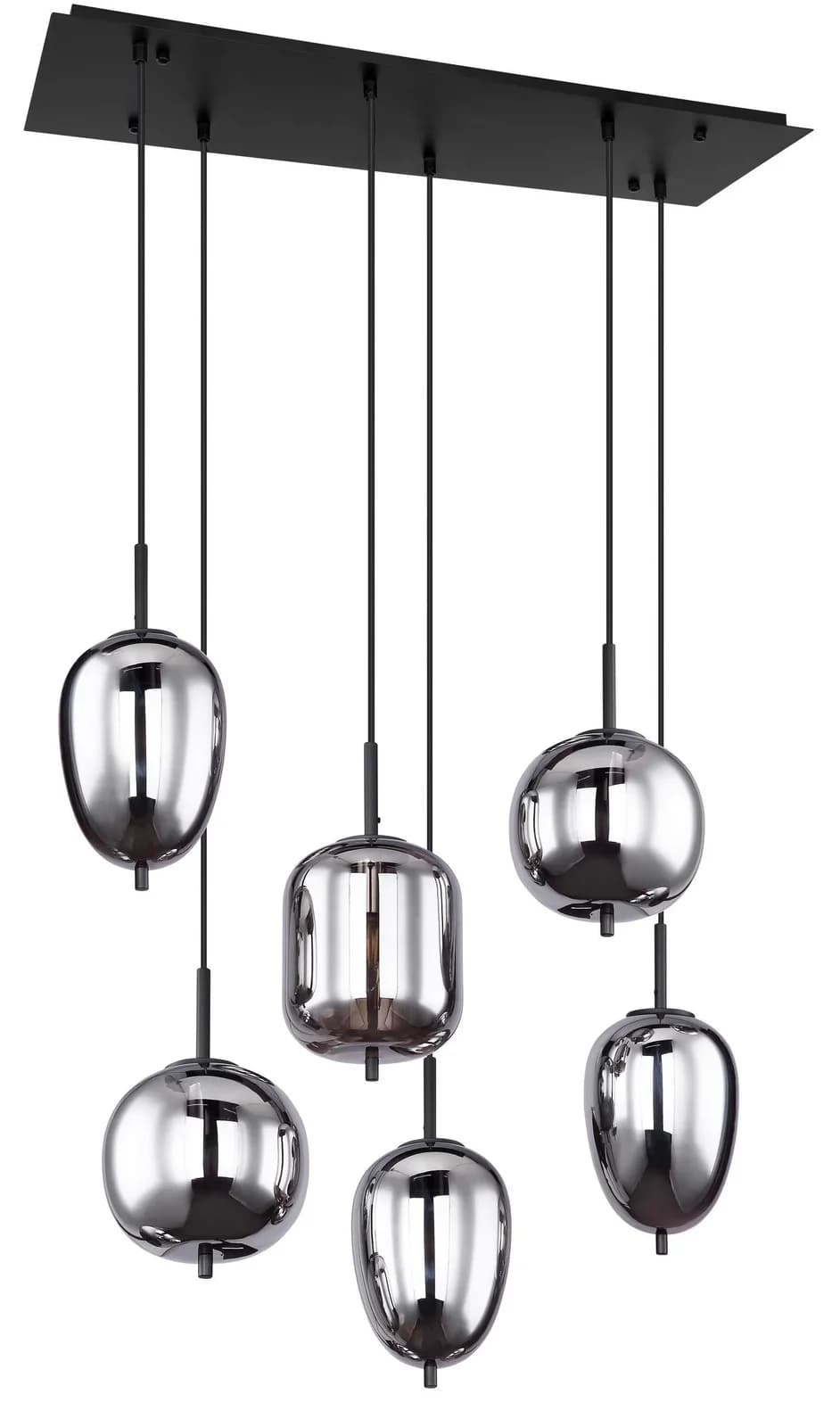 GLOBO Hängeleuchte BLACKY Schwarz Rauchglas 6-fach E14