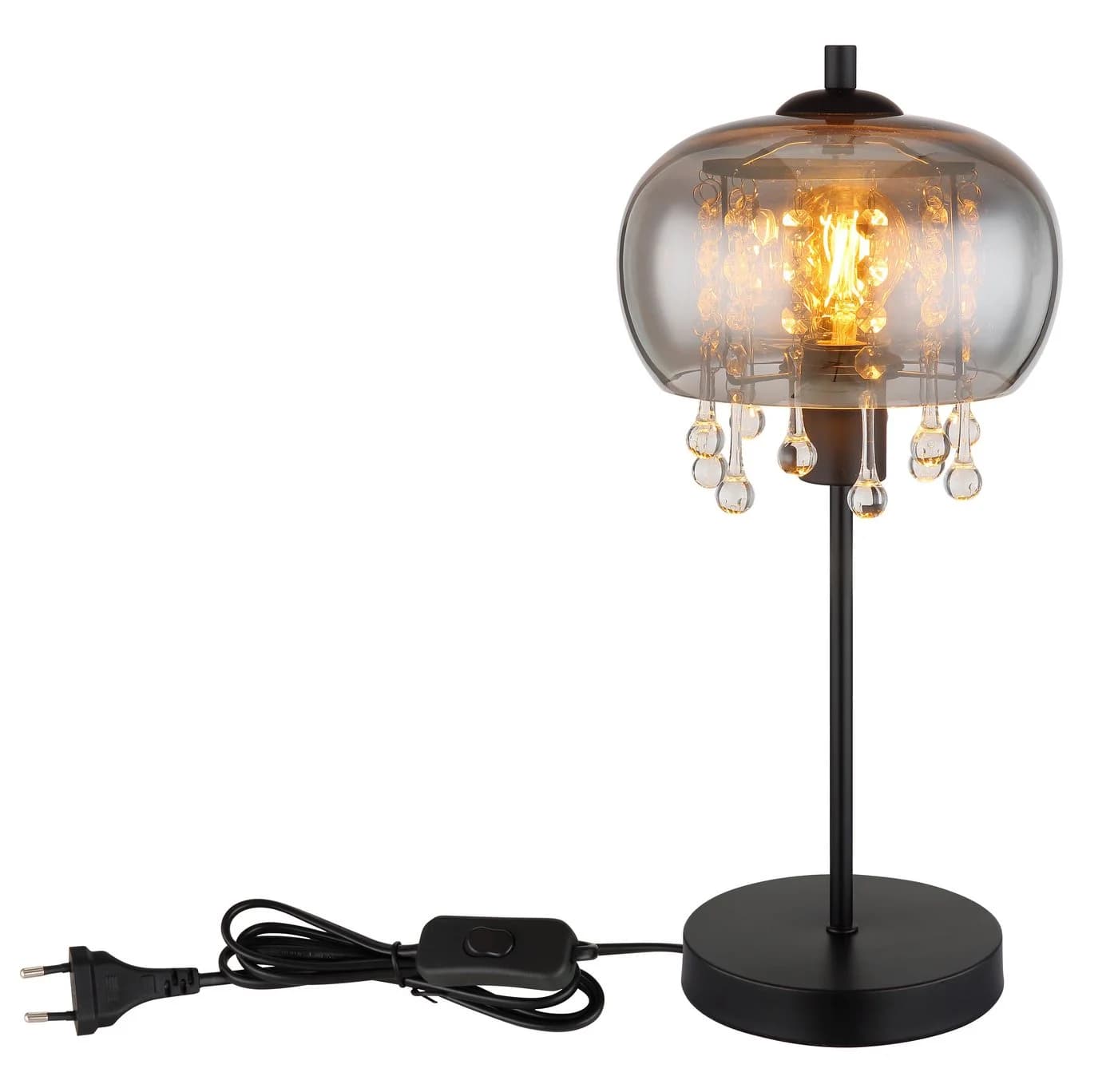 GLOBO LIGHTING Tischleuchte CORRY Schwarz Glas Kristalle - Bild 4