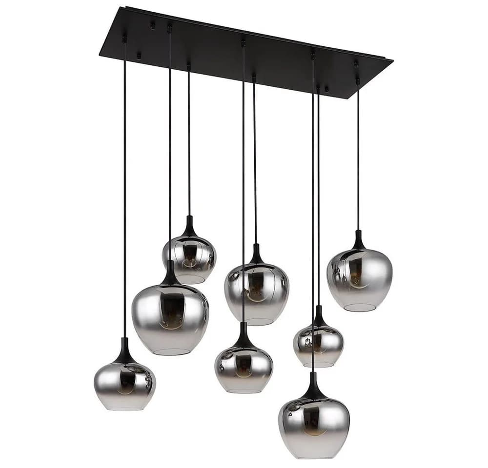 Globo Hängeleuchte Schwarz Rauchglas 8x E27
