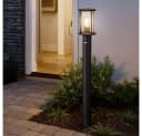 GLOBO LIGHTING Außen-Stehlampe Schwarz Edelstahl Rauchglas E27 Bild 3