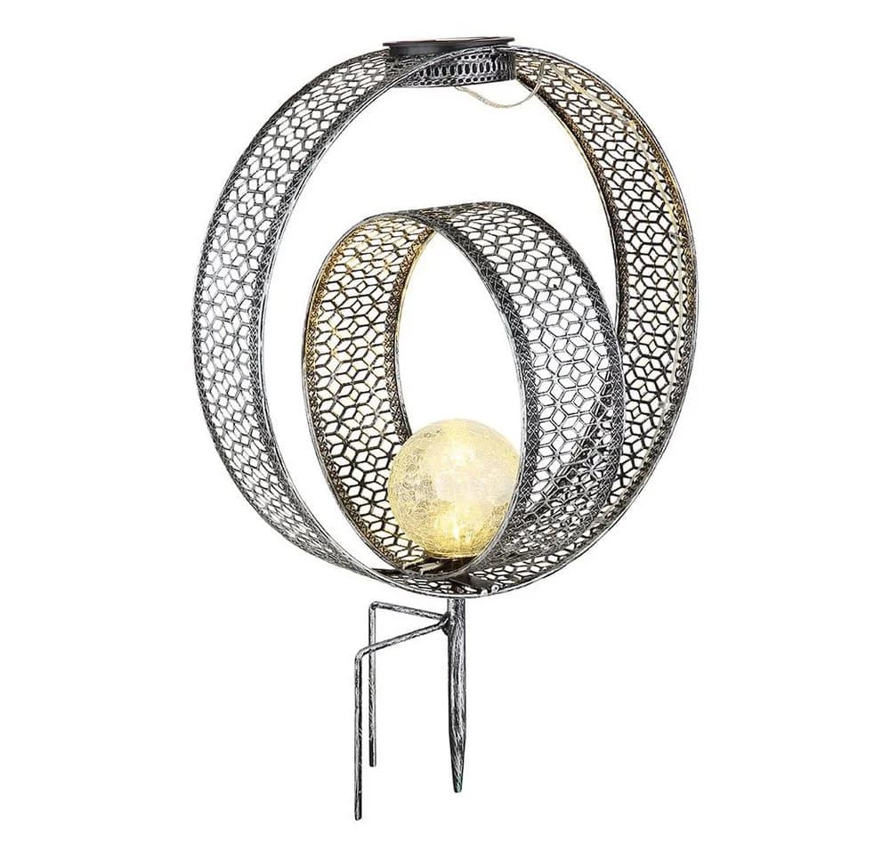 GLOBO LIGHTING Solarleuchte Orientalisch Silber Crackle-Glas