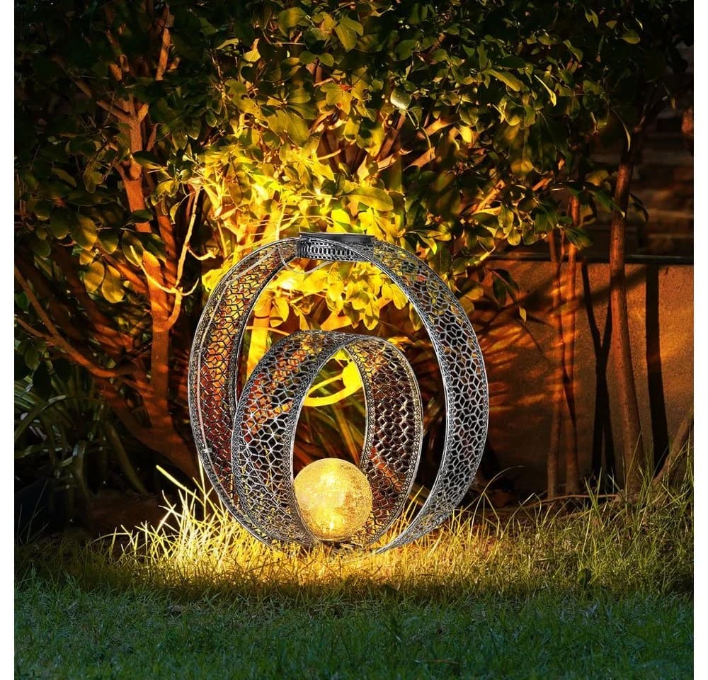 GLOBO LIGHTING Solarleuchte Orientalisch Silber Crackle-Glas - Bild 2