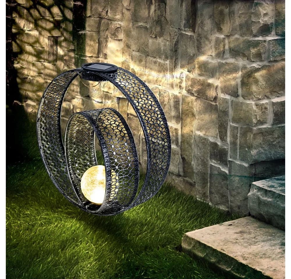 GLOBO LIGHTING Solarleuchte Orientalisch Silber Crackle-Glas - Bild 3