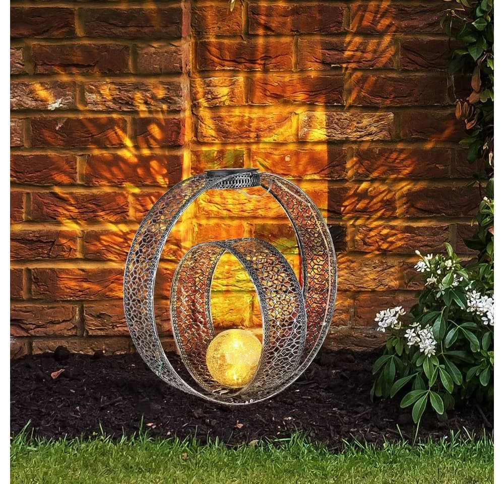 GLOBO LIGHTING Solarleuchte Orientalisch Silber Crackle-Glas - Bild 5