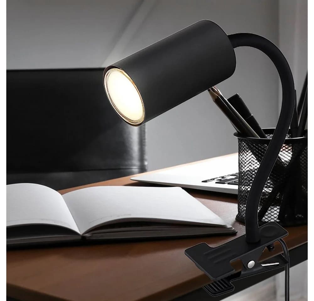 GLOBO LIGHTING Klemmleuchte Schwarz Schwanenhals Leselampe mit Kabelschalter