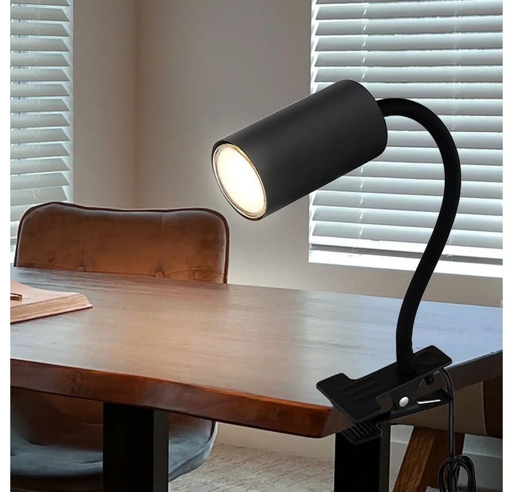 GLOBO LIGHTING Klemmleuchte Schwarz Schwanenhals Leselampe mit Kabelschalter - Bild 3
