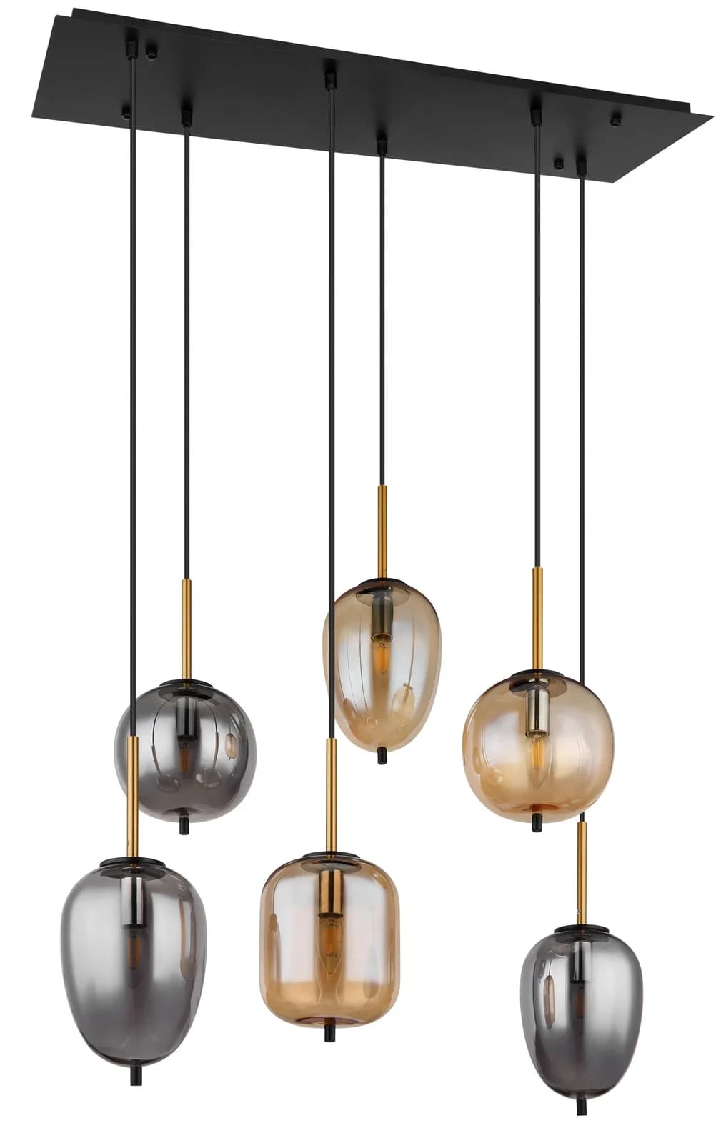 GLOBO Hängeleuchte BLACKY Schwarz Rauchfarben Modern