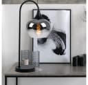 GLOBO LIGHTING Tischleuchte Rauch Schwarz E27 Glas Metall Bild 1