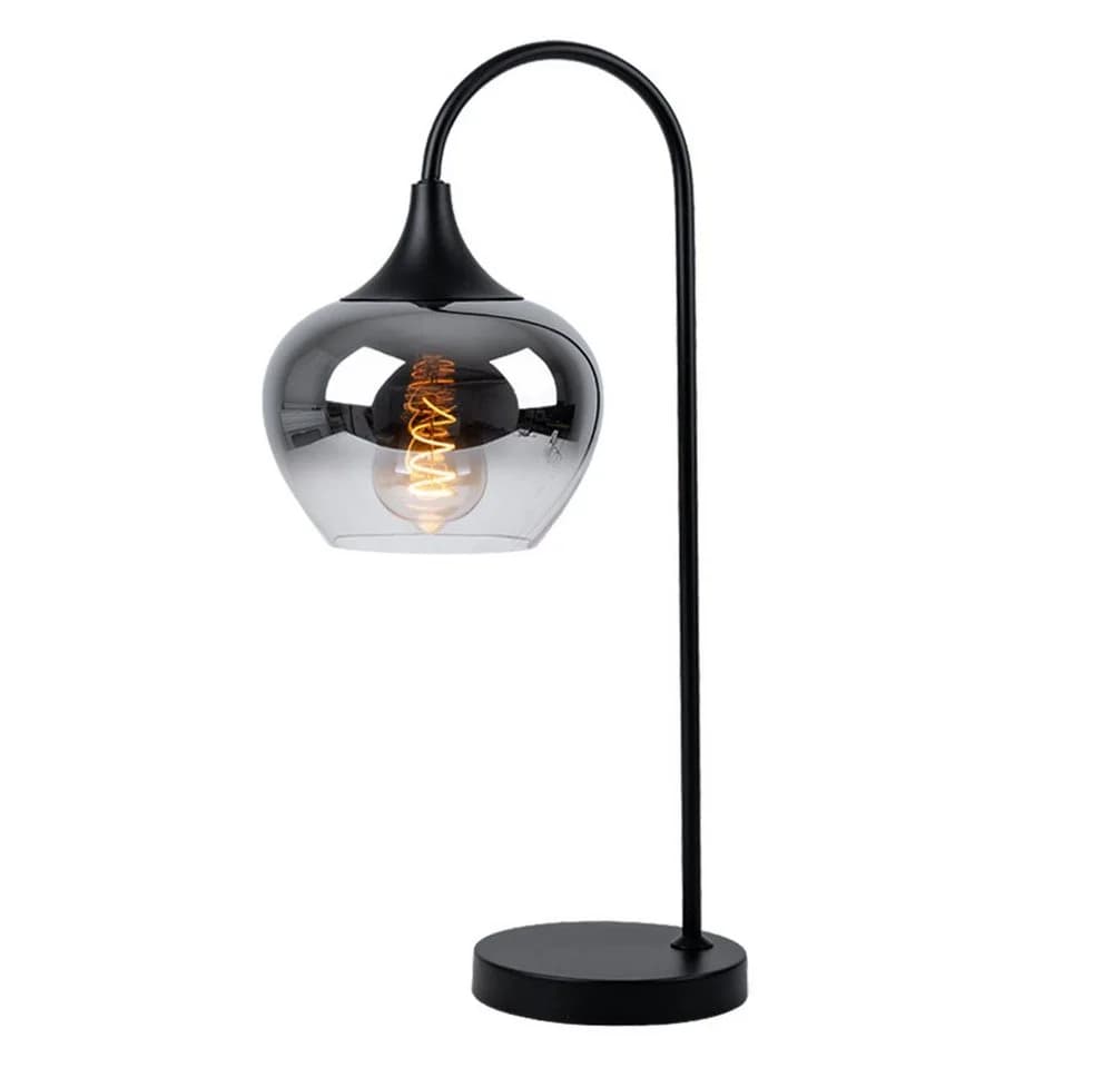 GLOBO LIGHTING Tischleuchte Rauch Schwarz E27 Glas Metall - Bild 2