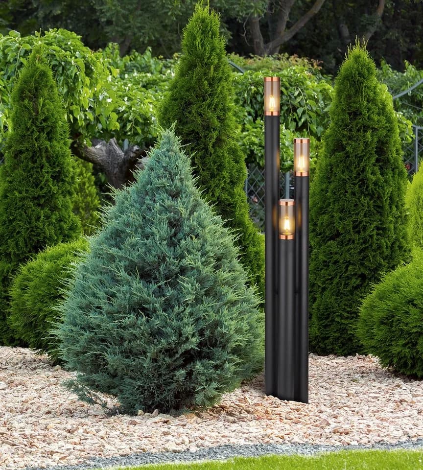 GLOBO LIGHTING Außen-Stehlampe BOSTON Schwarz 3 Zylinder IP44