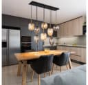 GLOBO LIGHTING Pendelleuchte 8-flammig Messing-matt Amber-Glas Bild 1