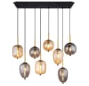 GLOBO LIGHTING Pendelleuchte 8-flammig Messing-matt Amber-Glas Bild 2