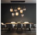 GLOBO LIGHTING Pendelleuchte 8-flammig Messing-matt Amber-Glas Bild 3