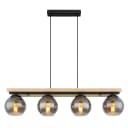 Globo Hängeleuchte Conni, Rauchgrau, Holz, Metall, Glas, 4-flg. Bild 2