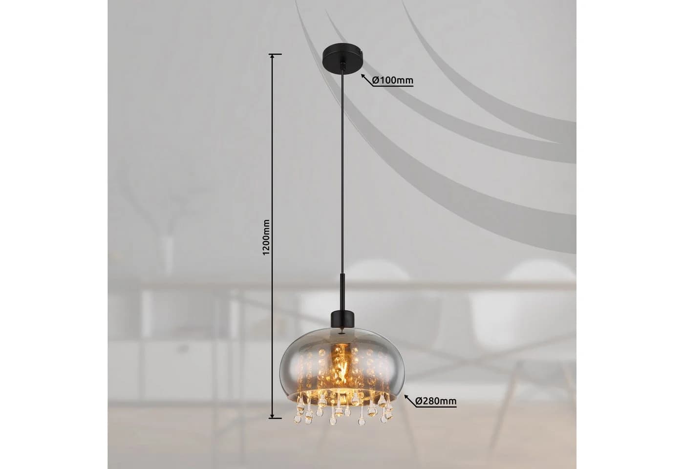GLOBO LIGHTING Hängeleuchte CORRY Schwarz Rauchglas E27 - Bild 5