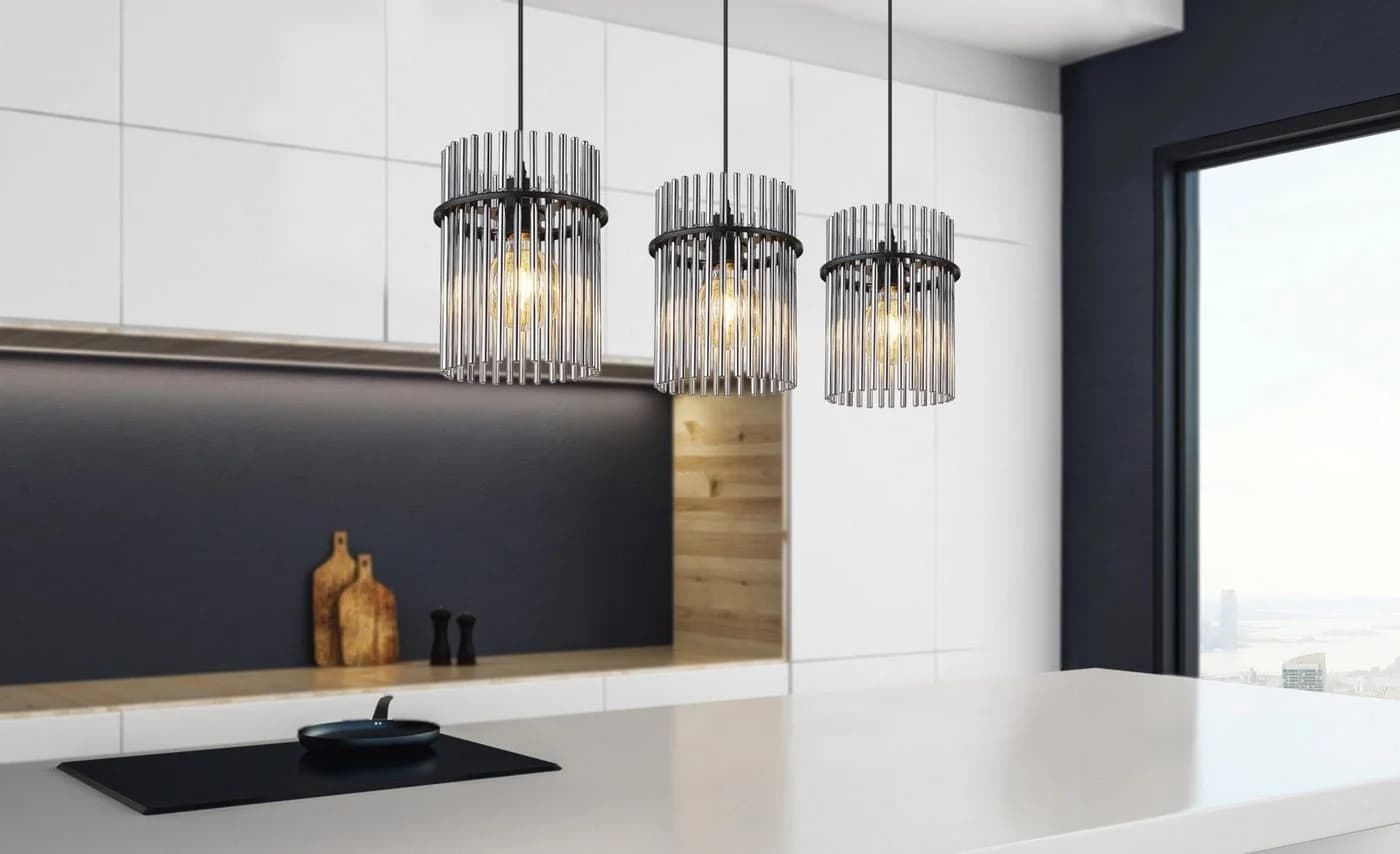 GLOBO LIGHTING Pendelleuchte GORLEY, 80 cm, Glasstäbe, Metall, Deckenlampe