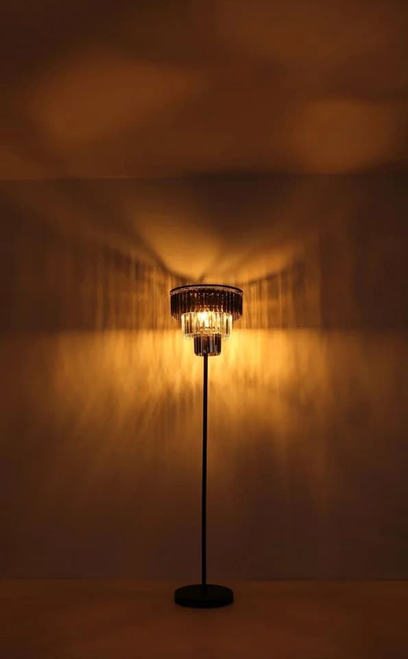GLOBO LIGHTING Stehlampe NAXIS Schwarz Matt Kristall