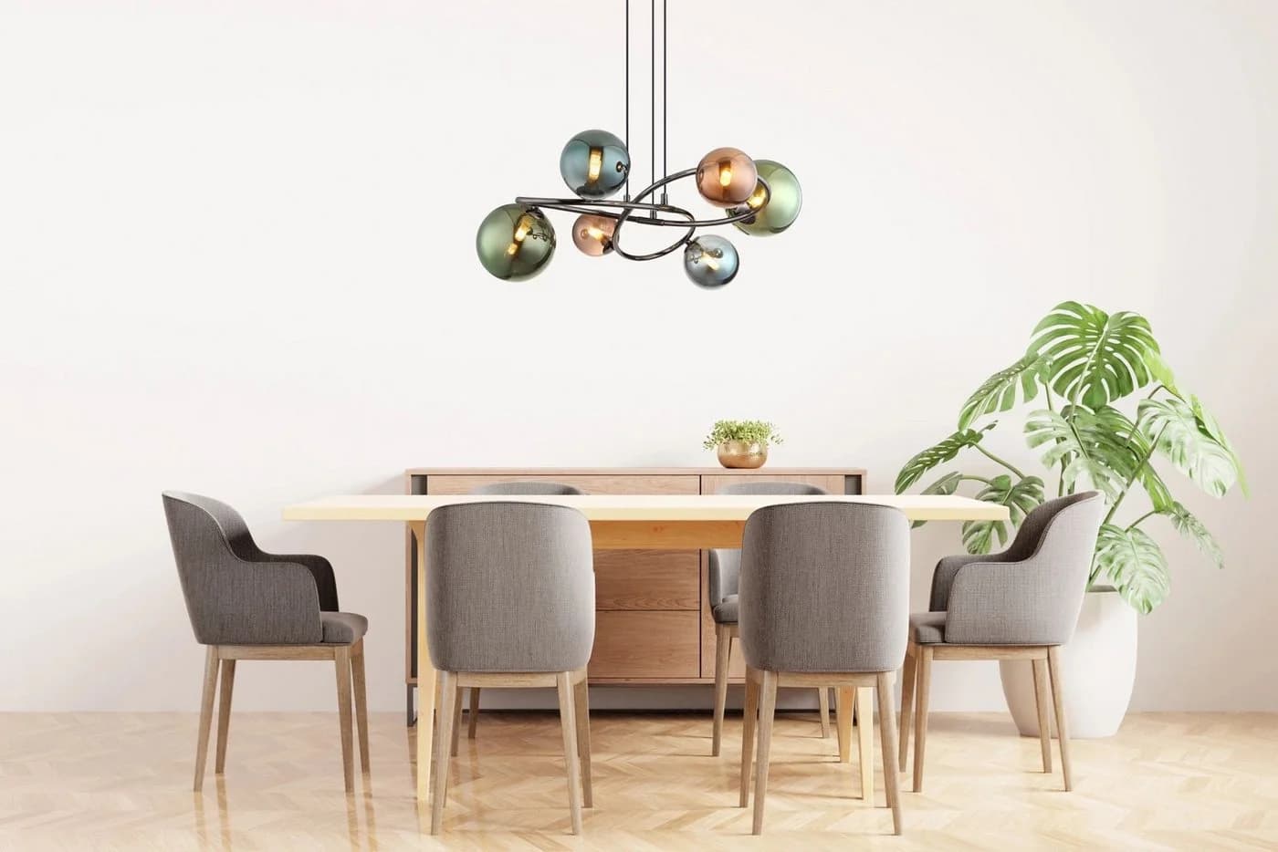 GLOBO LIGHTING Hängeleuchte RIHA Grau Metall Glas