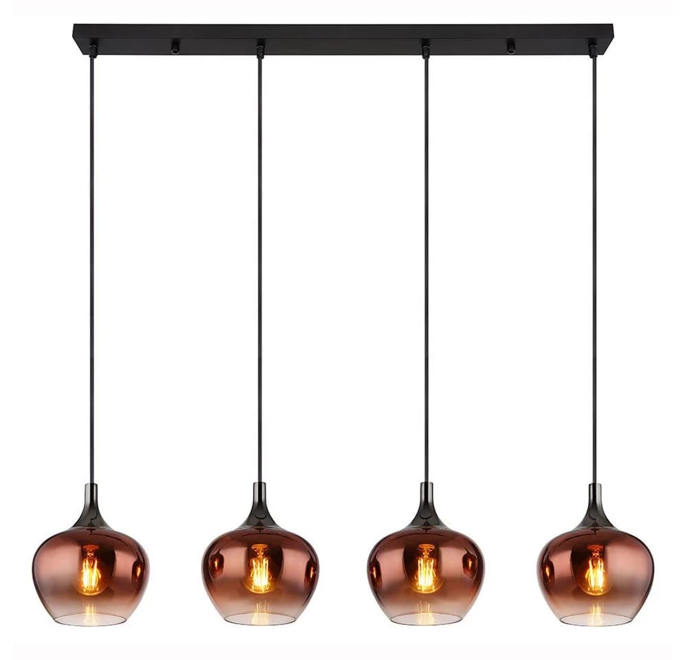 GLOBO LIGHTING Hängeleuchte 4-flammig Kupferfarben Glas E27 - Bild 2