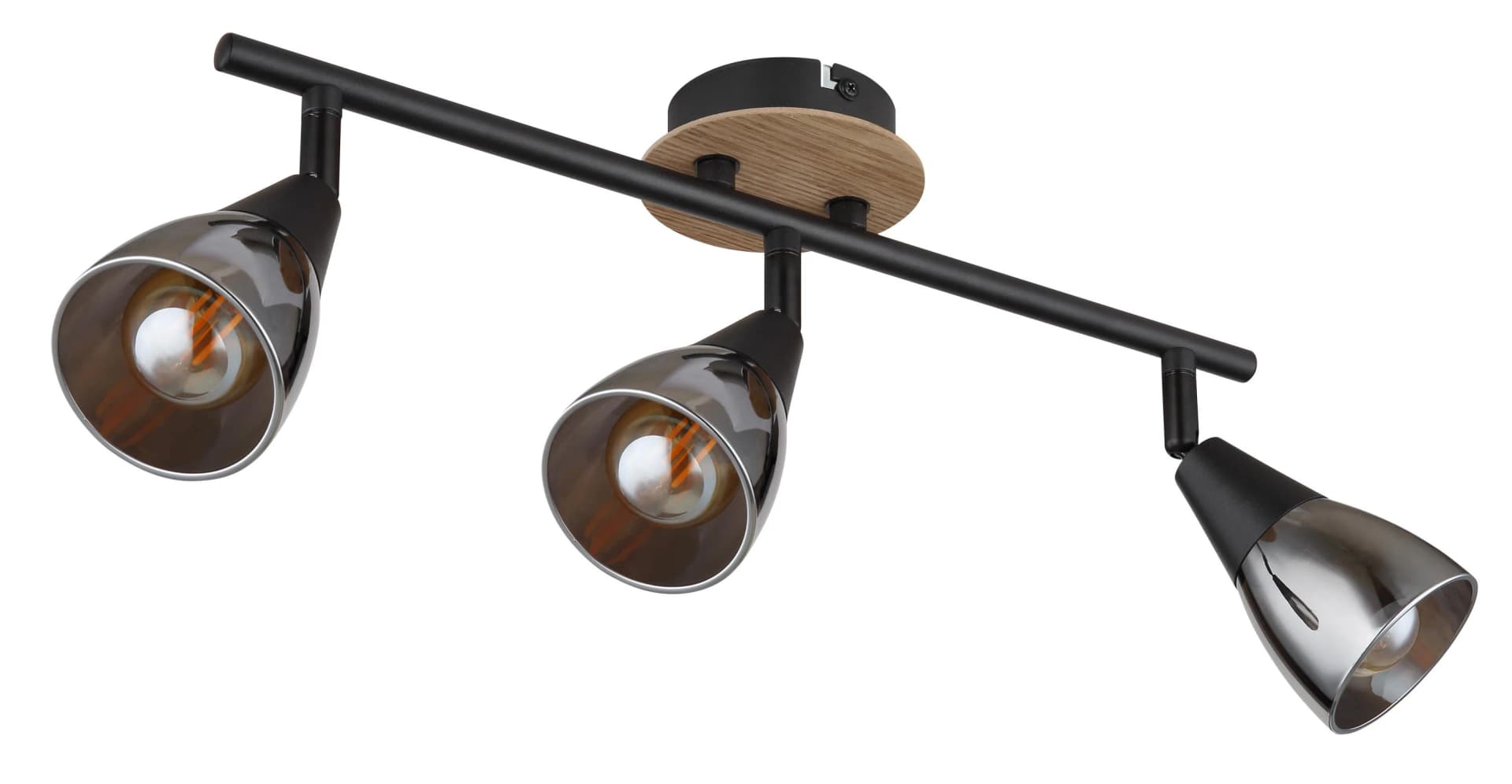 GLOBO Wand-/Deckenspot MUBBY Schwarz Metall Glas Holz