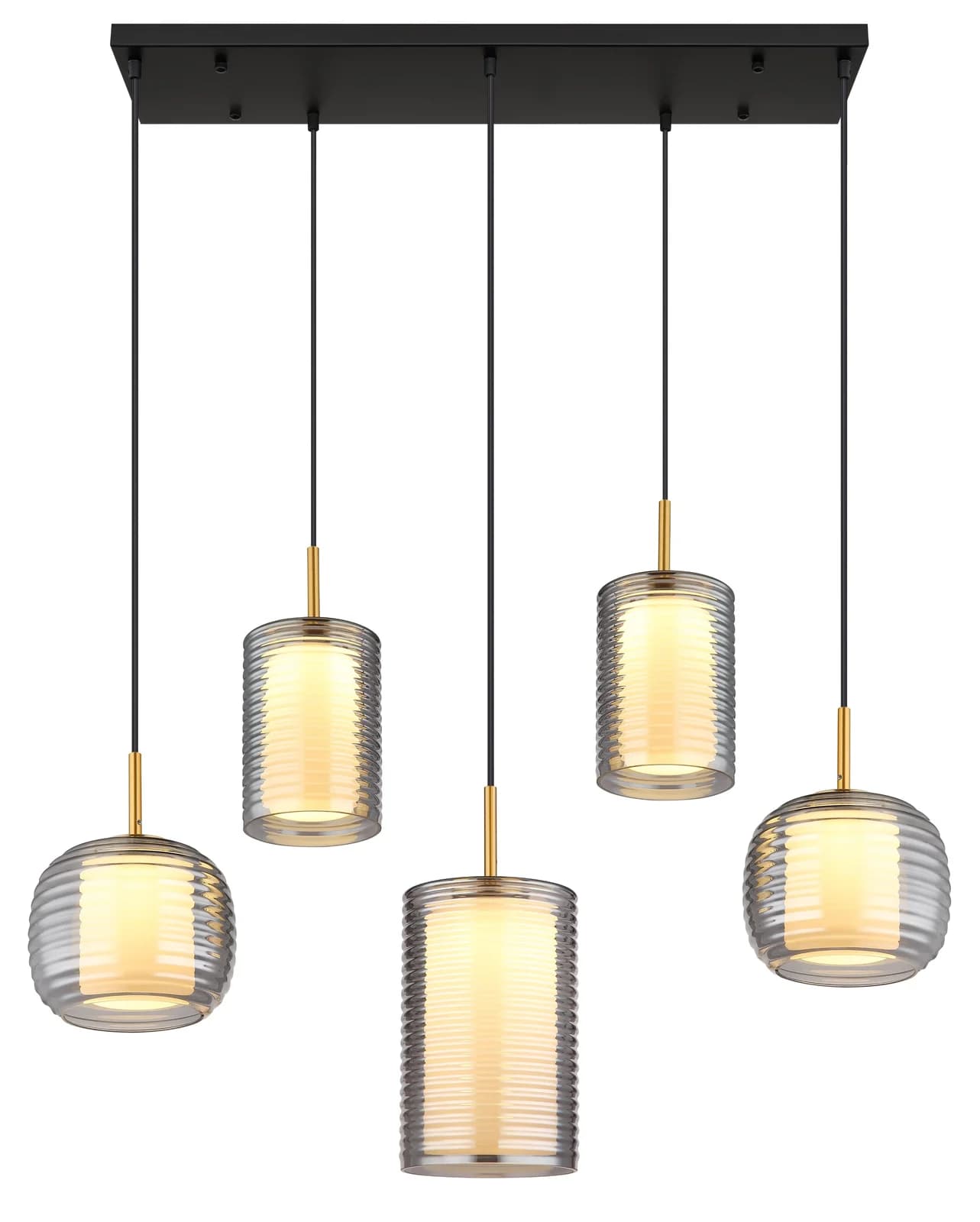 GLOBO LIGHTING LED Pendelleuchte LAMPIGNA Schwarz 5x Glas