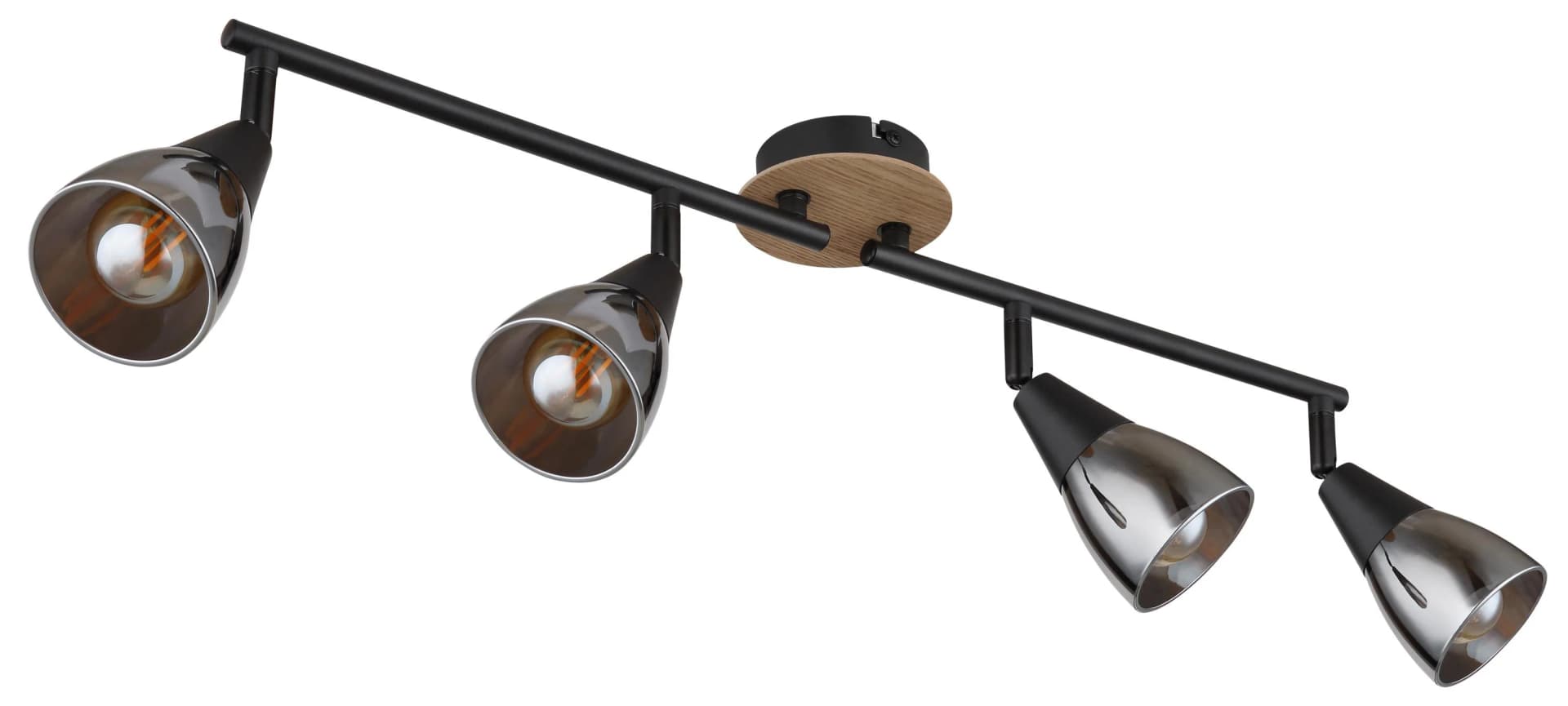 Globo Wand-/Deckenspot MUBBY Schwarz Matt Glas Rauchbraun