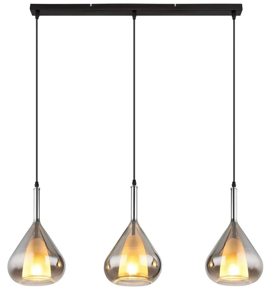 GLOBO LIGHTING Hängeleuchte GEEKY Schwarz Matt 3-flammig Rauchglas - Bild 2
