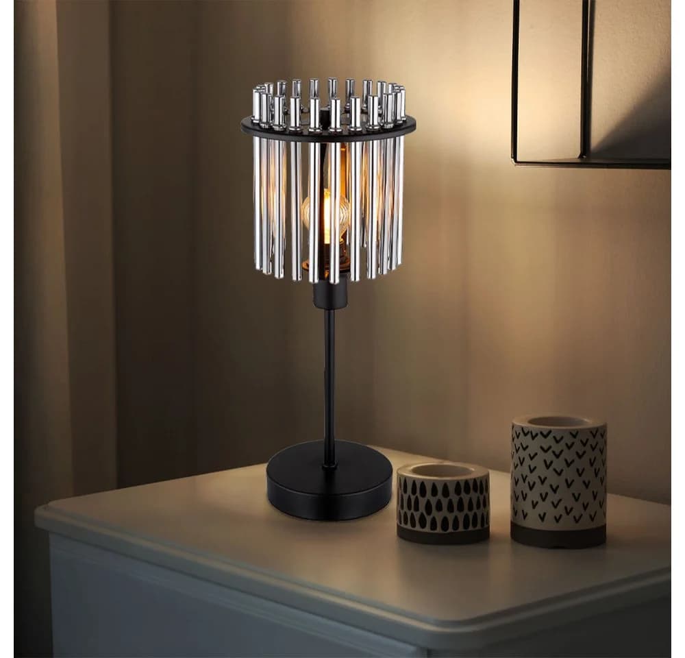 GLOBO LIGHTING Schreibtischlampe Schwarz Rauch Glas Metall E14 - Bild 4